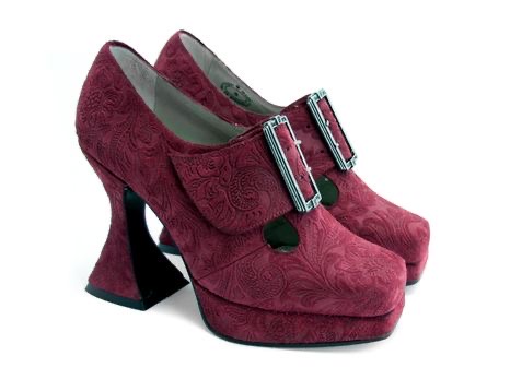 Fluevog Munsters Original Burgundy Embossed Suede